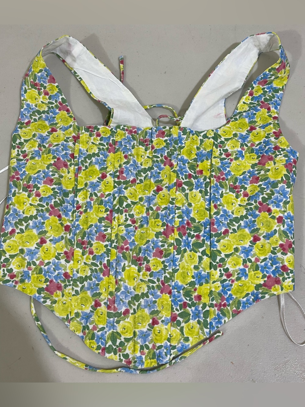 YLLW Yellow Floral Corset Tank Top - Women's Floral Bustier